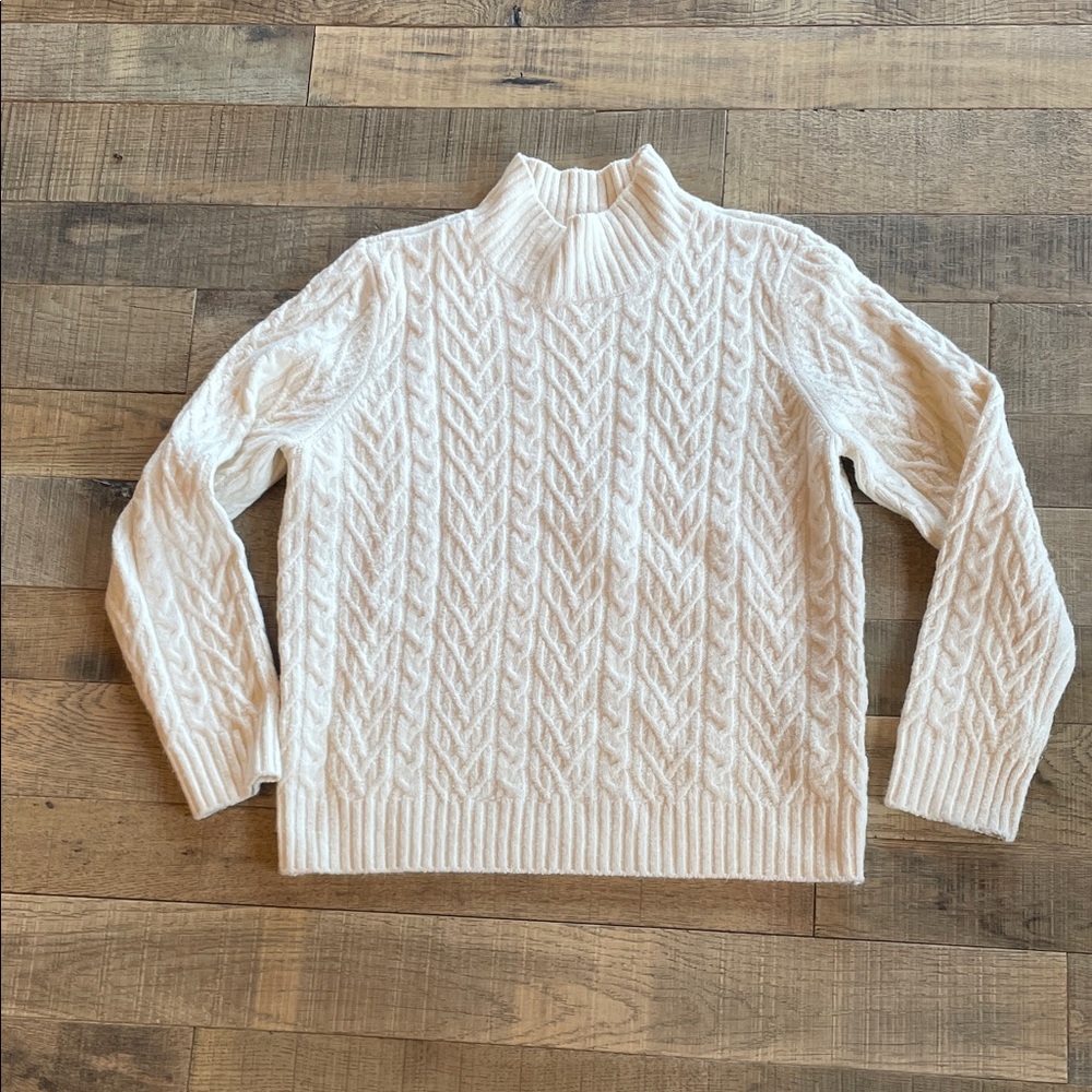 Cream Cable Mock Neck Sweater